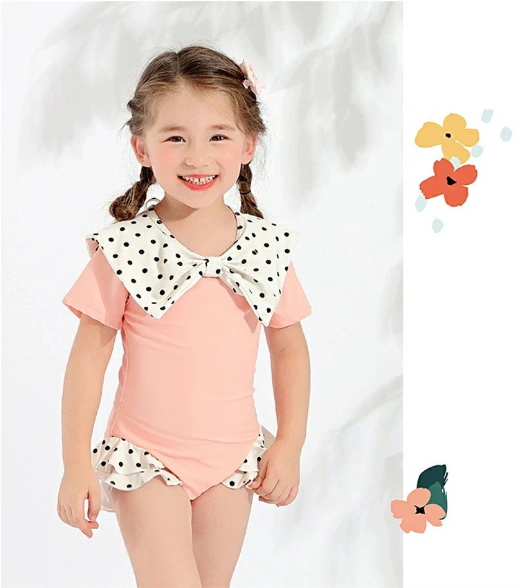 女の子 水着 ワンピース キッズ みずぎ 子ども オールインワン 水着 ガールズ 水着 ワンピース 女児 子ども ワンピース風 ドット 幼児 水着 可愛い 水着 スイムウェア 90cm 100cm