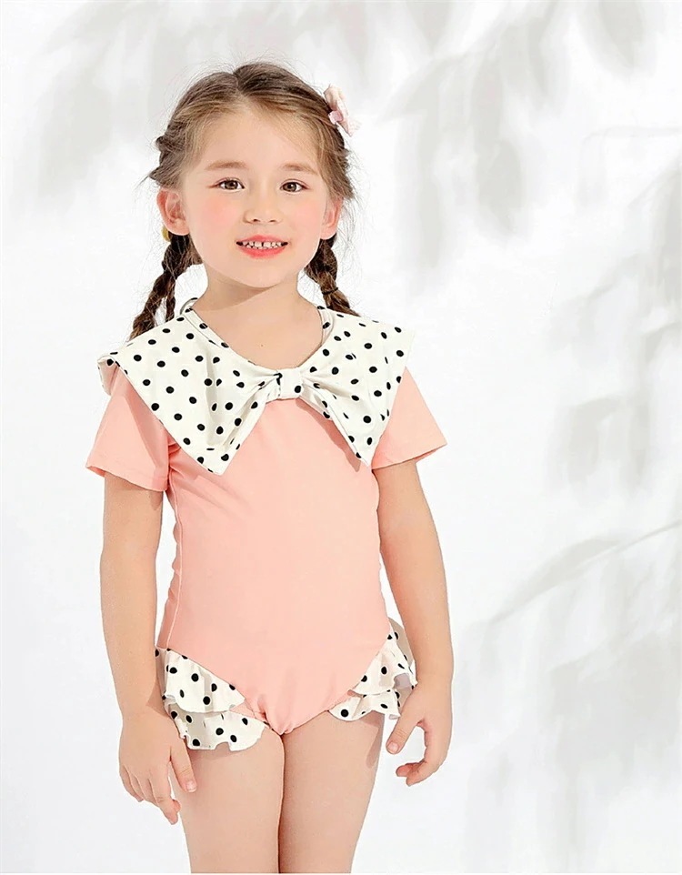 女の子 水着 ワンピース キッズ みずぎ 子ども オールインワン 水着 ガールズ 水着 ワンピース 女児 子ども ワンピース風 ドット 幼児 水着 可愛い 水着 スイムウェア 90cm 100cm