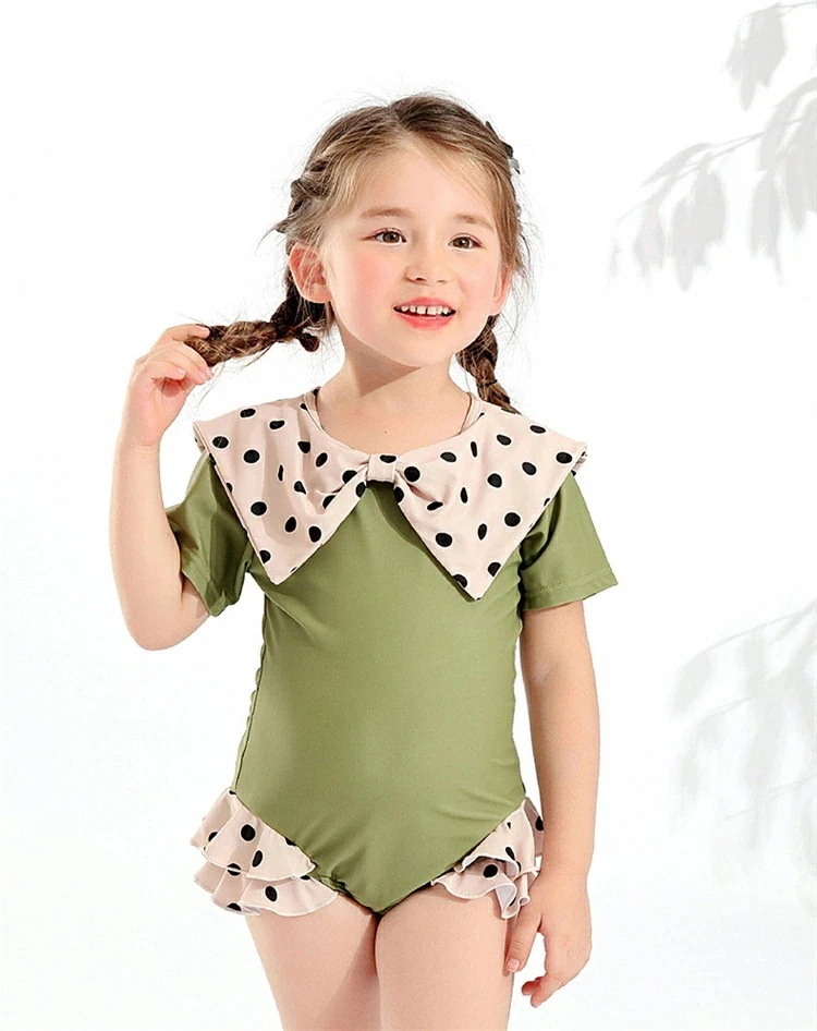 女の子 水着 ワンピース キッズ みずぎ 子ども オールインワン 水着 ガールズ 水着 ワンピース 女児 子ども ワンピース風 ドット 幼児 水着 可愛い 水着 スイムウェア 90cm 100cm