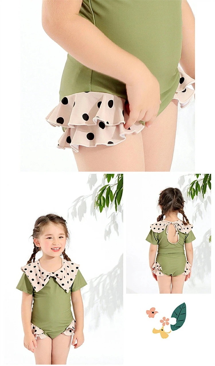 女の子 水着 ワンピース キッズ みずぎ 子ども オールインワン 水着 ガールズ 水着 ワンピース 女児 子ども ワンピース風 ドット 幼児 水着 可愛い 水着 スイムウェア 90cm 100cm