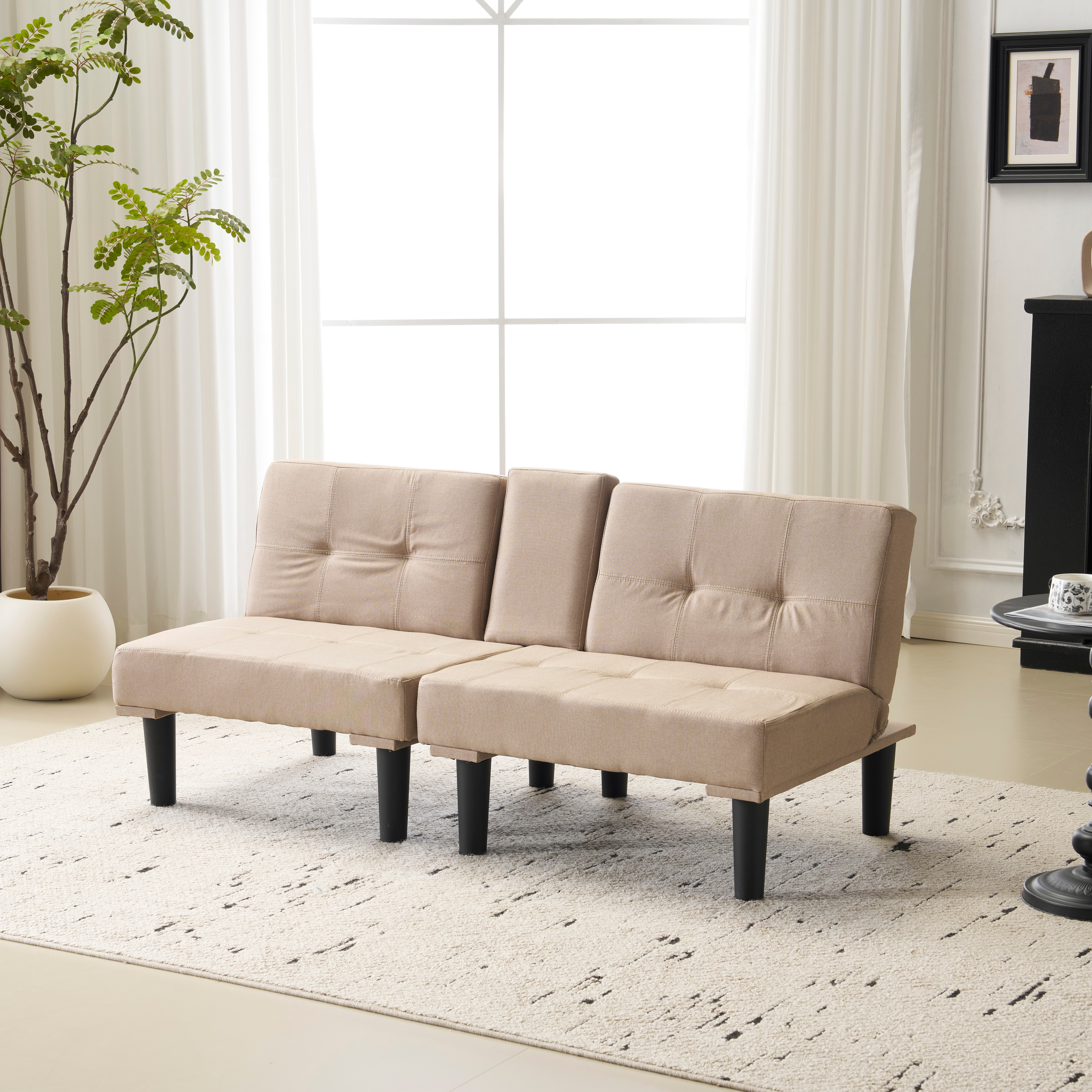 ソファベッド ソファ ベッド カップホルダー付き 組立て簡単 事務室用