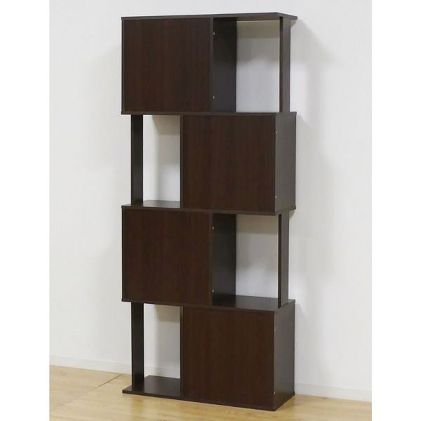 ラック鍵付き4段 ブラウン 組立式