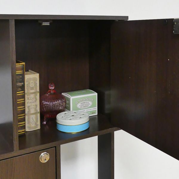 ラック鍵付き4段 ブラウン 組立式