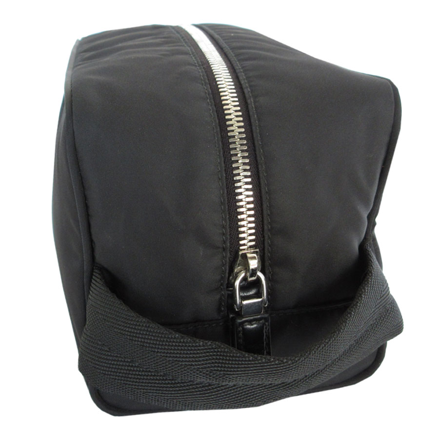 プラダ PRADA ハンドバッグ クラッチバッグ ナイロン ブラック シルバー ユニセックス s0267a