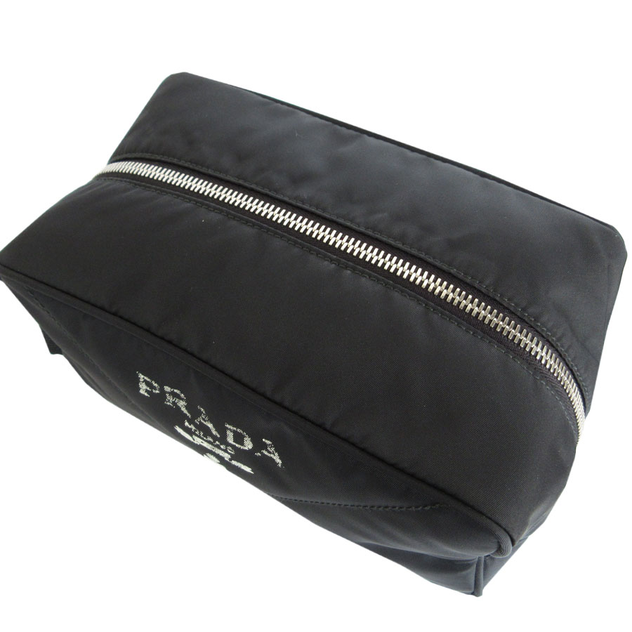 プラダ PRADA ハンドバッグ クラッチバッグ ナイロン ブラック シルバー ユニセックス s0267a