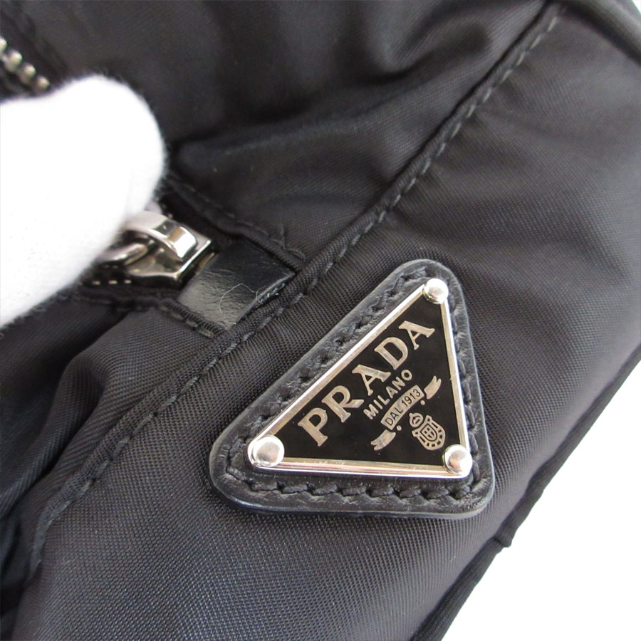 プラダ PRADA ハンドバッグ クラッチバッグ ナイロン ブラック シルバー ユニセックス s0267a