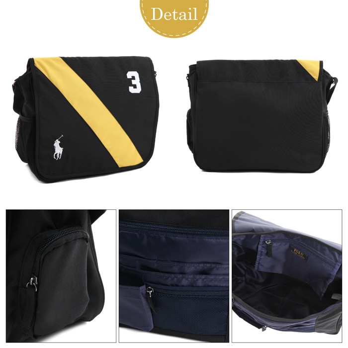未使用 POLO RALPH LAURENメッセンジャーバッグブラック＆イエロー Qoo10] POLO Ralph Lauren メッセンジャーバッグ！ポロ ラルフローレ