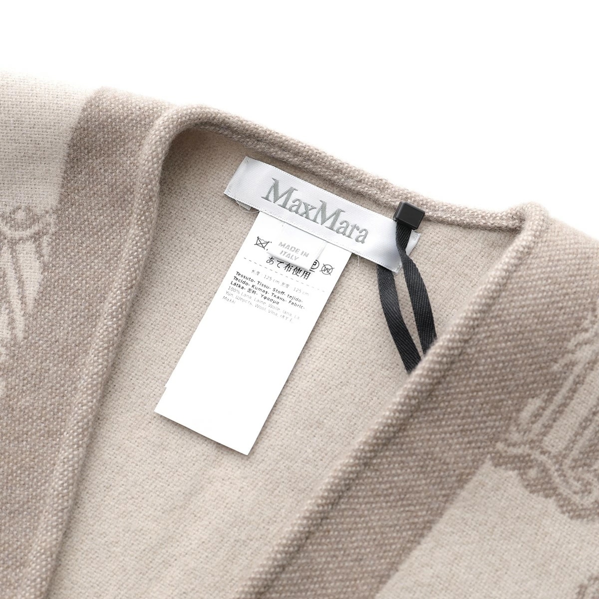 MAX MARA マックスマーラ ケープ FRINE フリンジ レディース ポンチョ ストール ウール ジャガードロゴ フリンジ ピンブローチ付き カラー5色