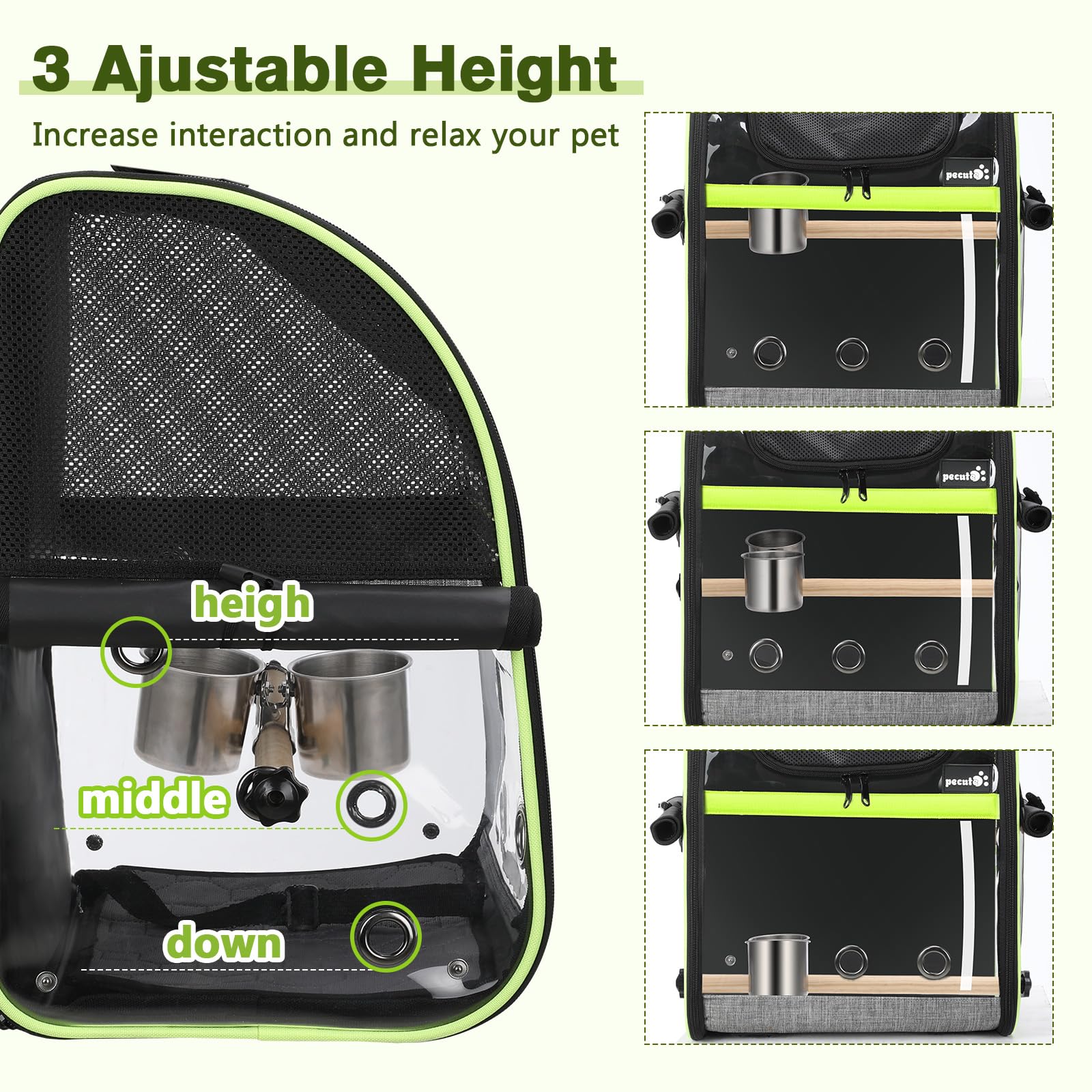 Pecute 鳥用 キャリーバッグ 鳥用 インコ キャリー リュック 鳥用 移動用 外出便利 可視窓付き 高さ調節可能な止まり木付き 餌入れ 防水パッド 軽量 折りたたみ式 散歩旅行避難用の鳥かご Pecute 鳥用 キャリーバッグ 鳥用 インコ キャリー リュック 鳥用 移動用 外出便利 可視窓付き 高さ調節可能な止まり木付き 餌入れ 防水パッド 軽量 折りたたみ式 散歩旅行避難用の鳥かご