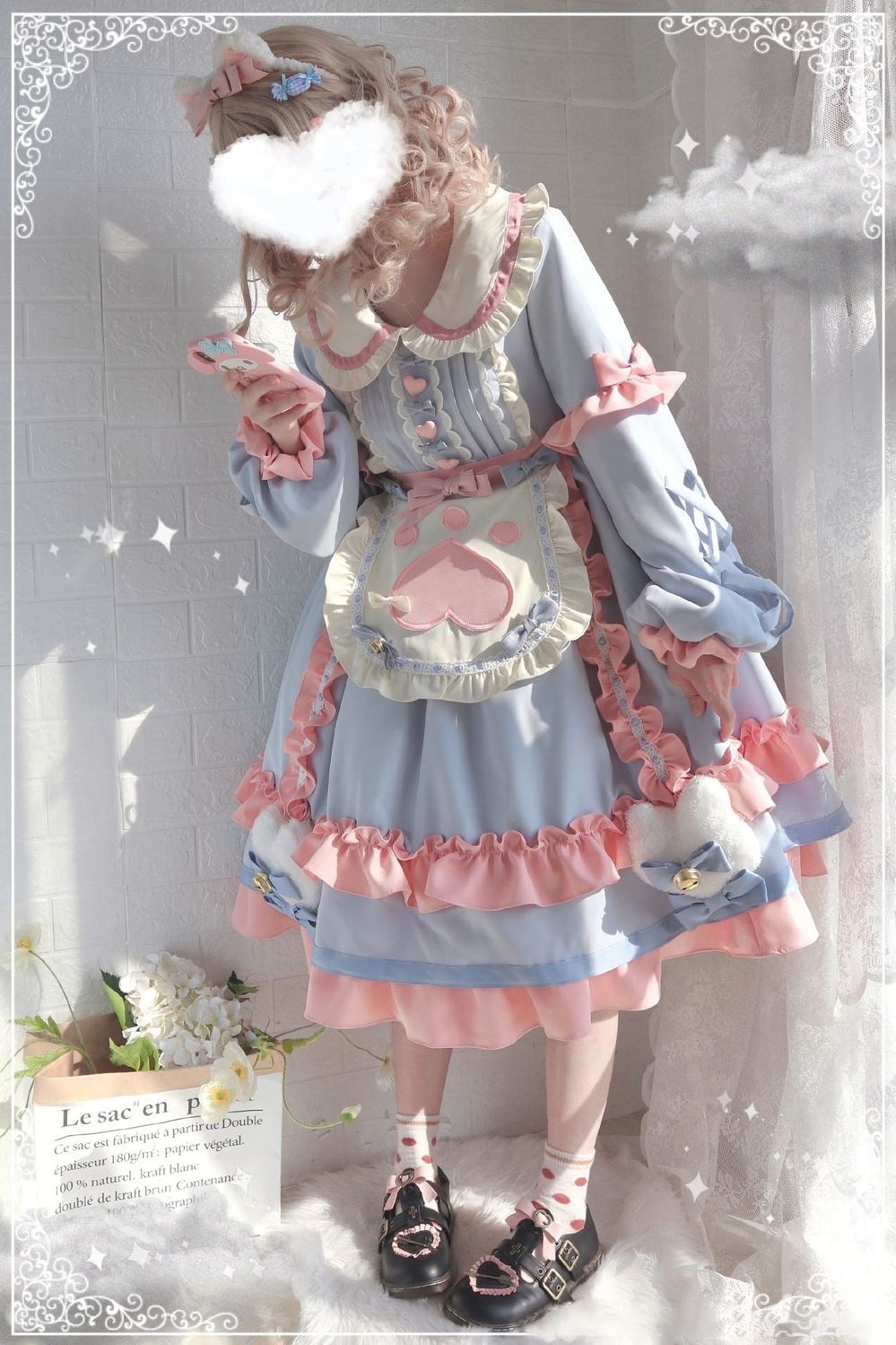 ネコエプロンロリータワンピース 洋装 コスプレ 衣装 森ガール可愛い