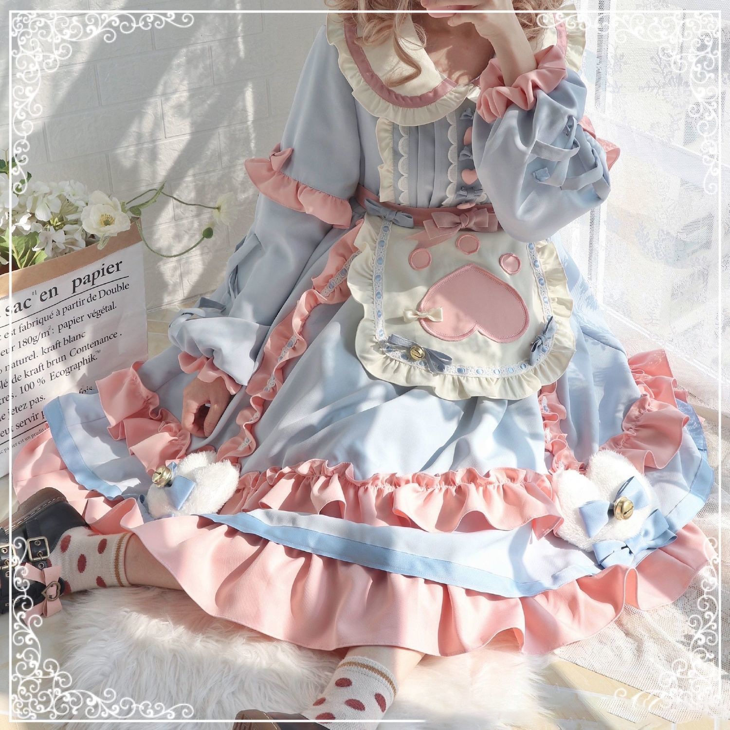 ネコエプロンロリータワンピース 洋装 コスプレ 衣装 森ガール可愛い