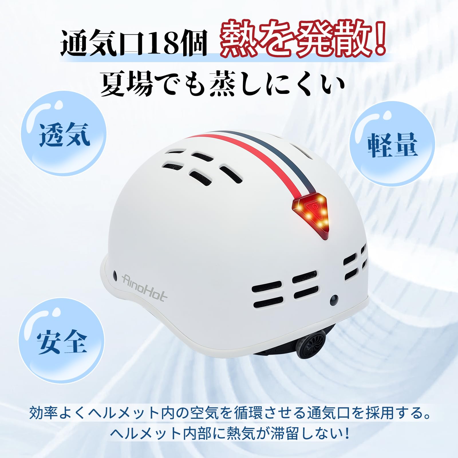 Rongbenyuan 自転車 ヘルメット 【LEDライト付】 大人用 18個通気口 58-62cm サイクリングヘルメット 軽量 スポーツ ロードバイクヘルメット 耐衝撃 高剛性 丈夫 サイズ調整可
