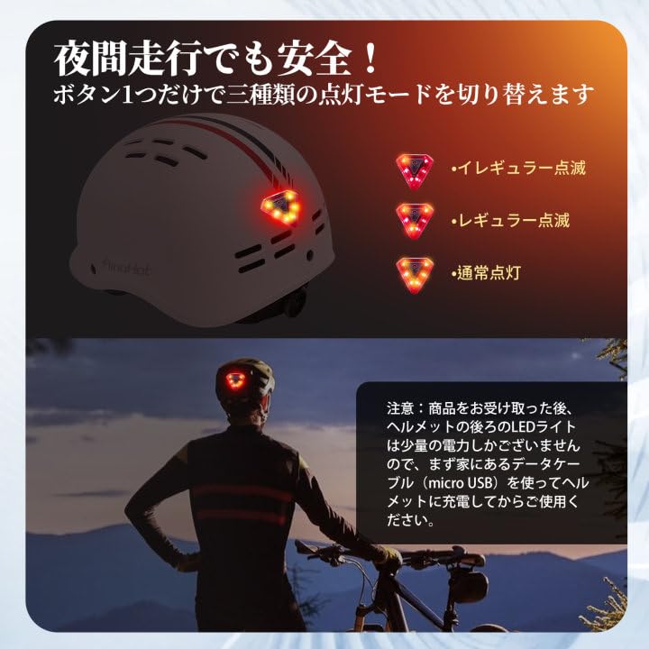 Rongbenyuan 自転車 ヘルメット 【LEDライト付】 大人用 18個通気口 58-62cm サイクリングヘルメット 軽量 スポーツ ロードバイクヘルメット 耐衝撃 高剛性 丈夫 サイズ調整可