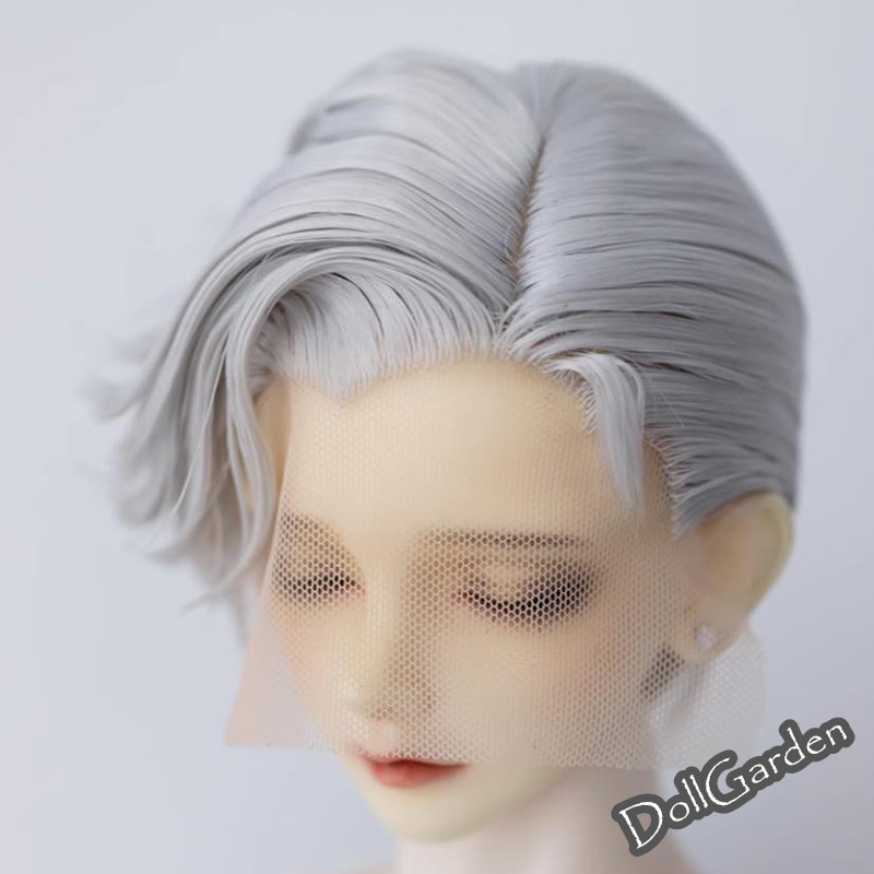 BJD 1/3 ドールウィッグ ショート パーマ 高温糸 サイドパート 定型ウィッグ ブラウン シルバーグレー SD/小顔SDサイズ球体関節人形用 BJD 1/3 ドールウィッグ ショート パーマ 高温糸 サイドパート 定型ウィッグ ブラウン シルバーグレー SD/小顔SDサイズ球体関節人形用