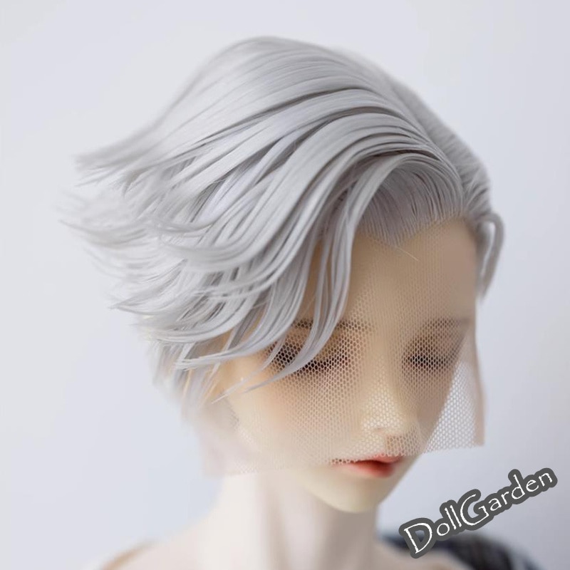 BJD 1/3 ドールウィッグ ショート パーマ 高温糸 サイドパート 定型ウィッグ ブラウン シルバーグレー SD/小顔SDサイズ球体関節人形用 BJD 1/3 ドールウィッグ ショート パーマ 高温糸 サイドパート 定型ウィッグ ブラウン シルバーグレー SD/小顔SDサイズ球体関節人形用