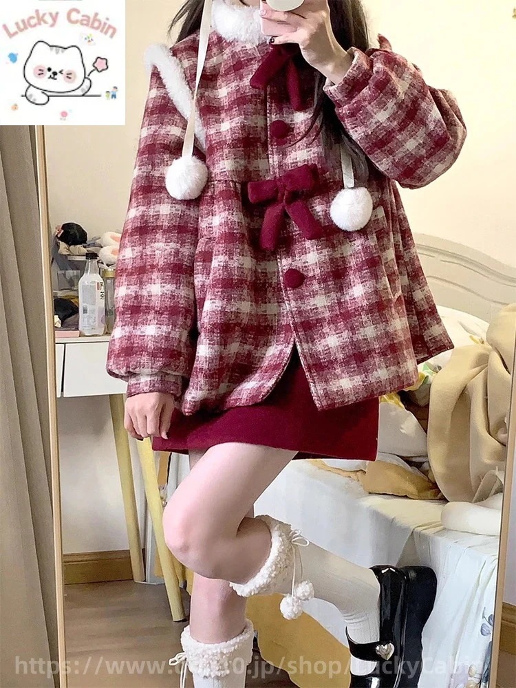 3天内迅速な出荷 サンタコス レッド クリスマス ショートスカート チェック柄 ツイード ジャケット 用 セット ツーピース脚魅せミニスカート