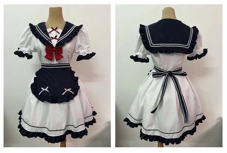 ハロウィン メイド コスプレ セーラー服 メイド服 衣装 レディース 大人 ネービー レッド 蝶結び ロリータ ワンピース 仮装 ゴスロリ 萌え 女性 男ウケ コスチューム オシャレ メイドカフェ マ
