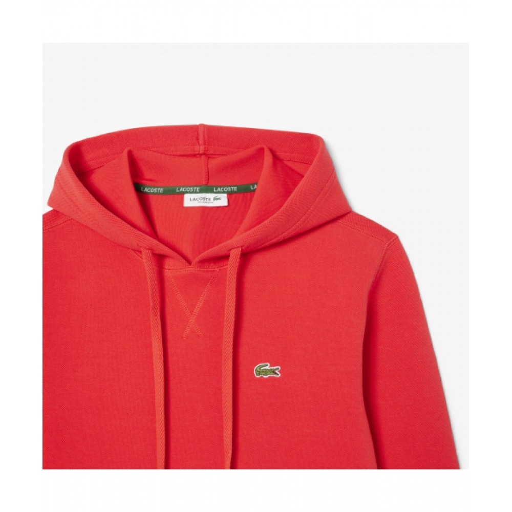LACOSTE レディースダブルフェイスピケフード付きスウェットシャツ [チェリーピンク]