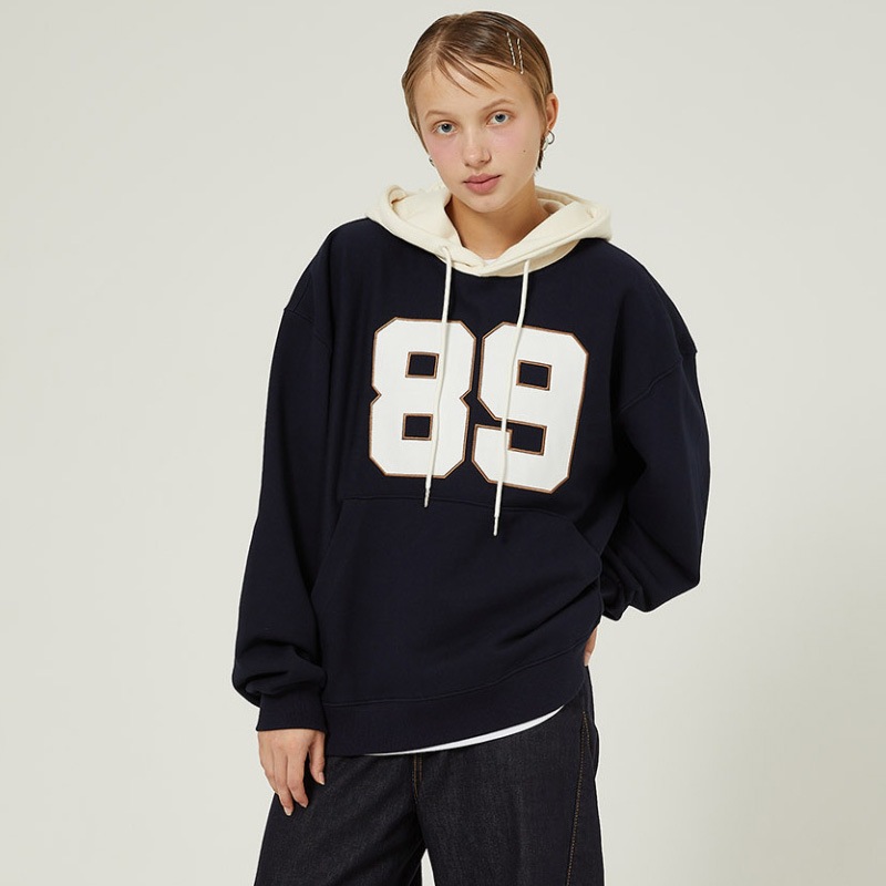 [Redvelvet スルギ 着用] Color block 89 logo hoodie 韓国 アイドル 長袖 レディース メンズ 大きいサイズ ゆったり 秋 冬