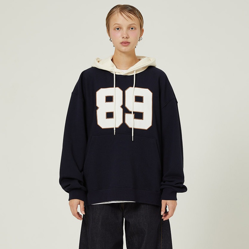 [Redvelvet スルギ 着用] Color block 89 logo hoodie 韓国 アイドル 長袖 レディース メンズ 大きいサイズ ゆったり 秋 冬