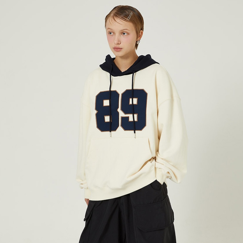 [Redvelvet スルギ 着用] Color block 89 logo hoodie 韓国 アイドル 長袖 レディース メンズ 大きいサイズ ゆったり 秋 冬