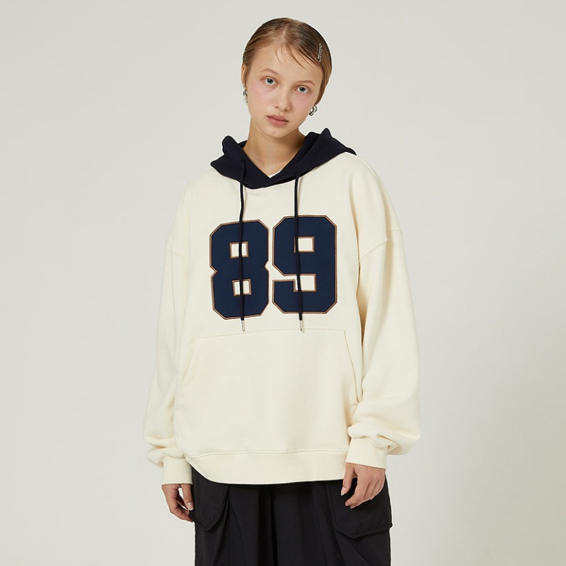 [Redvelvet スルギ 着用] Color block 89 logo hoodie 韓国 アイドル 長袖 レディース メンズ 大きいサイズ ゆったり 秋 冬
