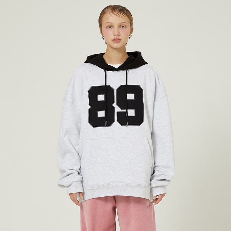 [Redvelvet スルギ 着用] Color block 89 logo hoodie 韓国 アイドル 長袖 レディース メンズ 大きいサイズ ゆったり 秋 冬