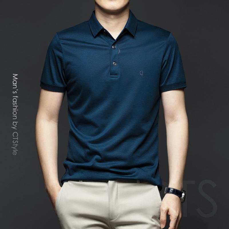 ポロシャツ ゴルフ メンズ 夏 半袖 Tシャツ シルケット コットン 冷ハイエンド ビジネス Tシャツ 紳士服 ビジネスカジュアル スリムフィット