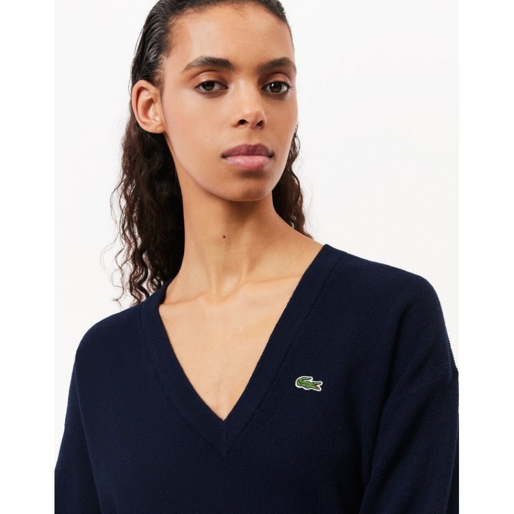 ラコステレディースリングリング V ネックセーター AF9554-54N 166 ラコステレディースリングリング V ネックセーター AF9554-54N 166