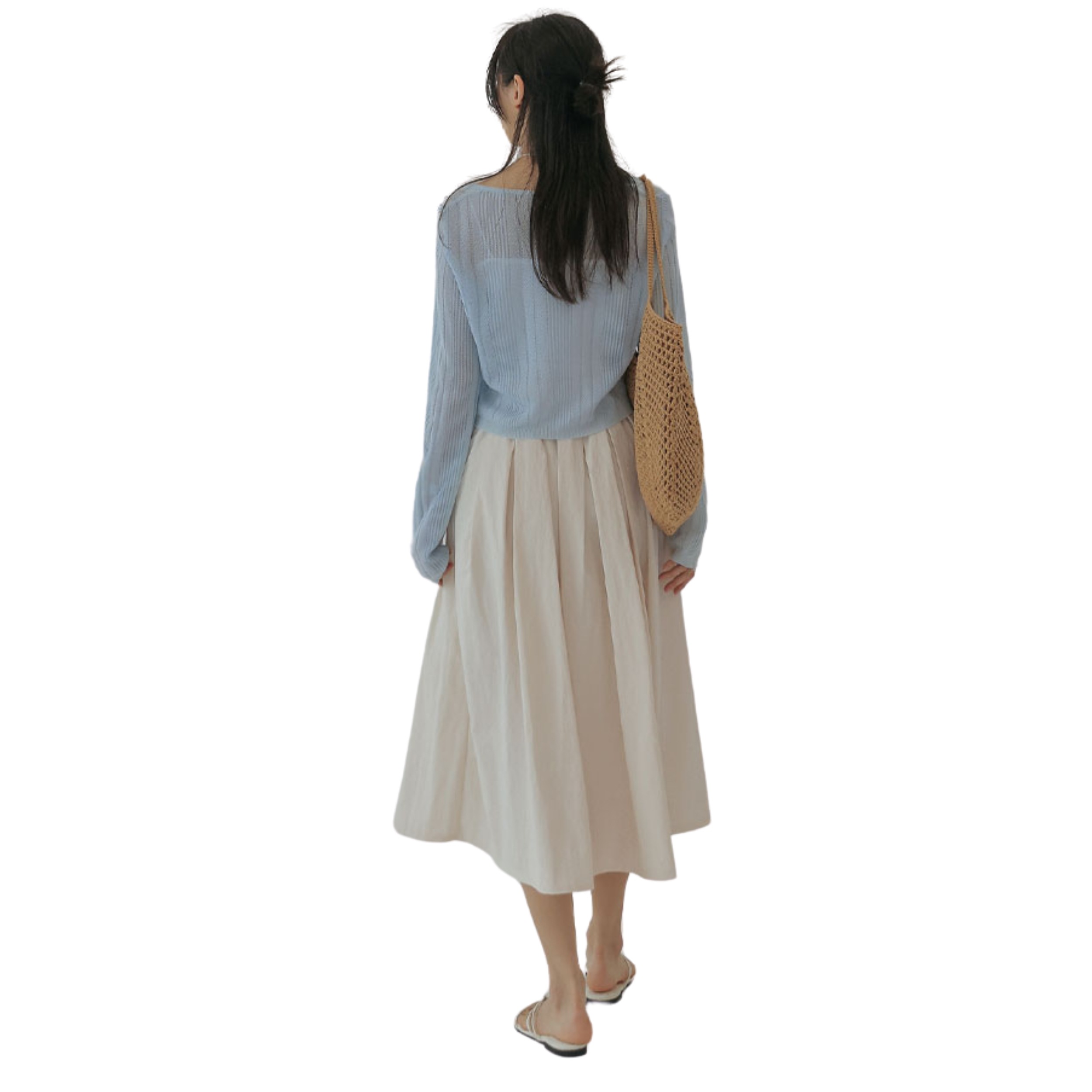 ナイロンプリーツ ロングスカートウエストゴム入り 韓国ファッション 韓国コーデ 夏服 フリーサイズ ナイロンプリーツ ロングスカートウエストゴム入り 韓国ファッション 韓国コーデ 夏服 フリーサイズ