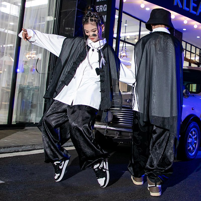 【41% リサイクル率】街舞児童潮服セットhiphopショー中国風国潮男童ヒップホップ街公演服ジャズダンス