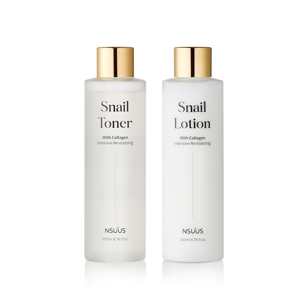 スネイル トナー＋ローション セット 【コラーゲン・ヒアルロン酸配合 / 高保湿＆シワケア】 200ml×2