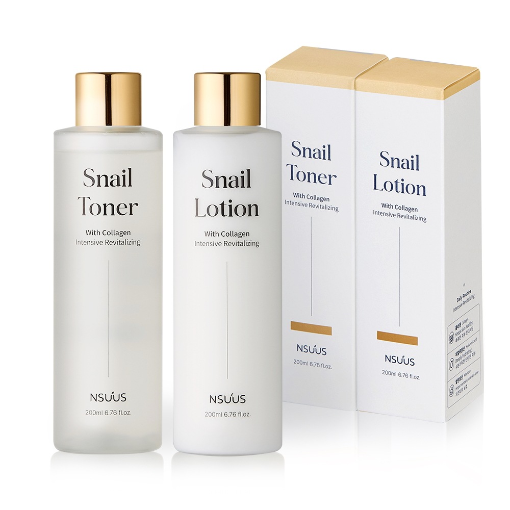 スネイル トナー＋ローション セット 【コラーゲン・ヒアルロン酸配合 / 高保湿＆シワケア】 200ml×2