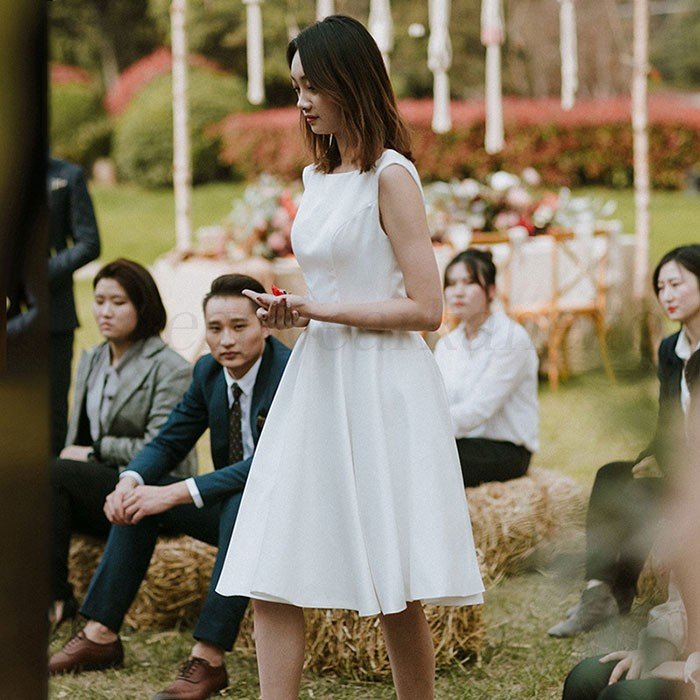 ウエディングドレス 二次会 白 結婚式 Aラインワンピース ドレス レディース 大人 着痩せ 上品 お呼ばれ 食事会披露宴 卒業式 成人式 20代30代40代 シンプル