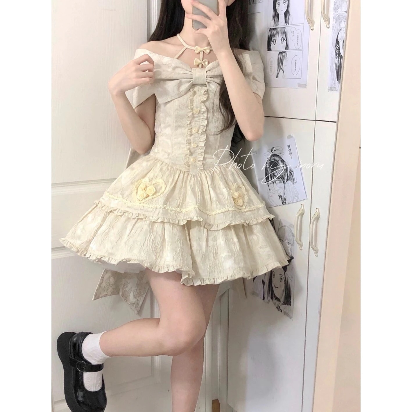大人気ワンピースロリータドレス フランス かわいい せっけいかんかく リボン本 ボートネック バンド本 エレガント 甘い プリンセス ワンピース 夏脚魅せミニスカート