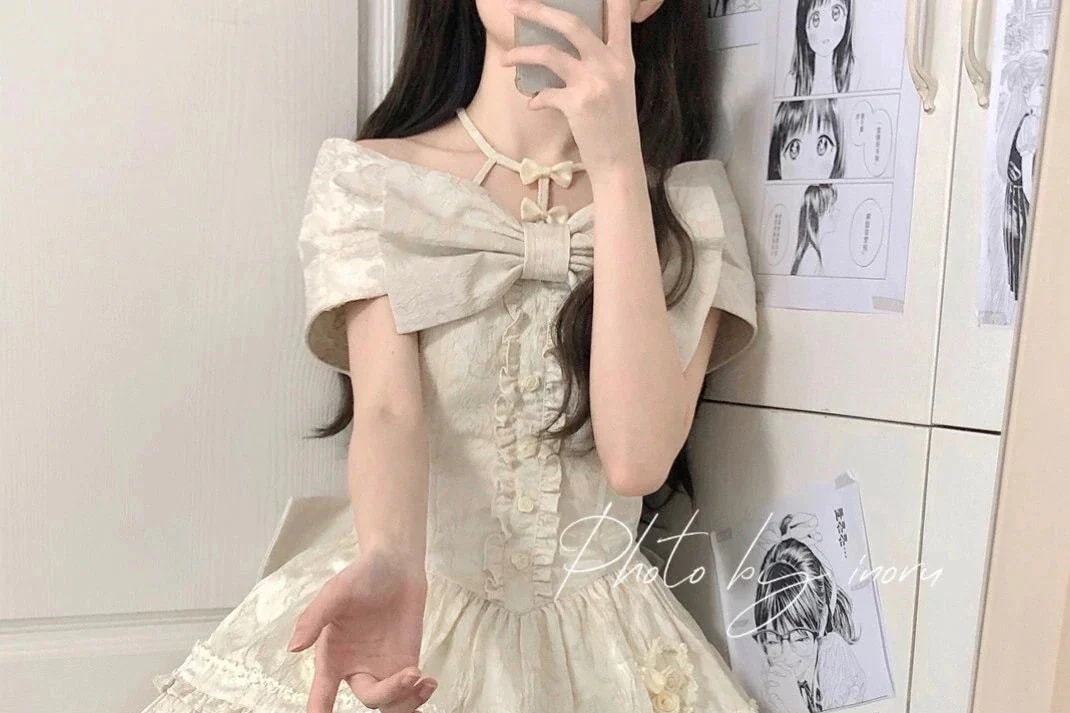 大人気ワンピースロリータドレス フランス かわいい せっけいかんかく リボン本 ボートネック バンド本 エレガント 甘い プリンセス ワンピース 夏脚魅せミニスカート