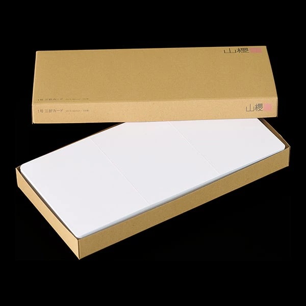 [ケース販売] 山櫻 三折カード 1号 ケント S(並口) 0.360mm厚 500枚 / 挨拶状用 327×160mm 角丸 白 無地 00312002-0500