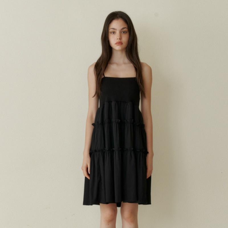 KINDABABY カンカンシャーリングミニドレス - ブラック KINDABABY カンカンシャーリングミニドレス - ブラック