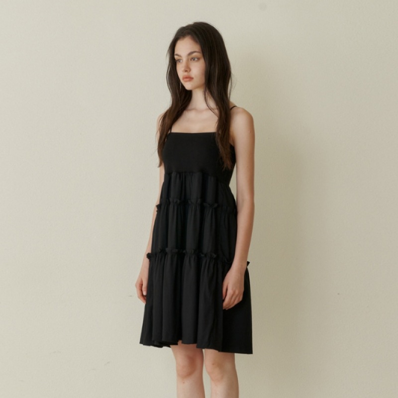 KINDABABY カンカンシャーリングミニドレス - ブラック KINDABABY カンカンシャーリングミニドレス - ブラック