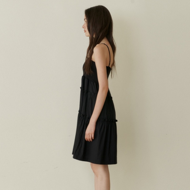 KINDABABY カンカンシャーリングミニドレス - ブラック KINDABABY カンカンシャーリングミニドレス - ブラック