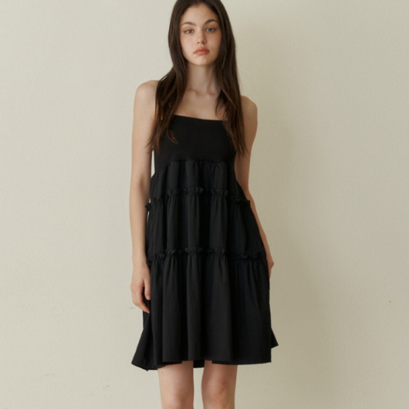 KINDABABY カンカンシャーリングミニドレス - ブラック KINDABABY カンカンシャーリングミニドレス - ブラック