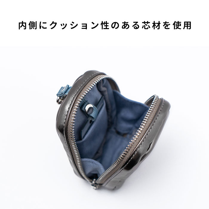 ミラー付き ミニポーチ メタリック ナスカン付き ショルダーストラップやカバンに下げられる 小物入れ 携帯用 持ち運び ポーチ かわいい 小さい SMAST MIRROR POUCH