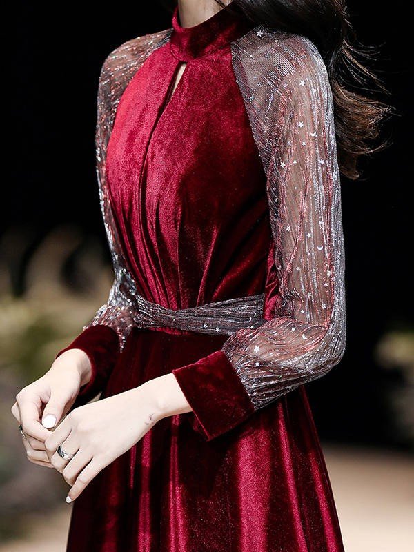 ドレス 大人 ピアノ 発表会 ロングドレス 演奏会 結婚式 母親 ピアノ発表会 黒 袖付き ワンピース ブライズメイド ロング 演奏会ドレス 演奏会用ドレス イブニングドレス パーティドレス 可愛い