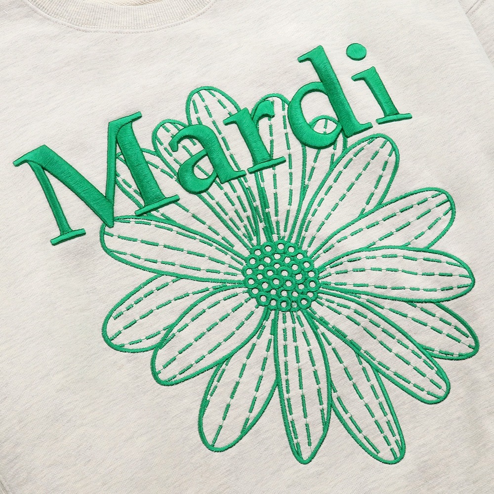 SWEATSHIRT FLOWERMARDI NEEDLEWORK OATMEAL GREEN 長袖 レディース 韓国 ファッション アパレル 刺繍 ロゴ SWEATSHIRT FLOWERMARDI NEEDLEWORK OATMEAL GREEN 長袖 レディース 韓国 ファッション アパレル 刺繍 ロゴ