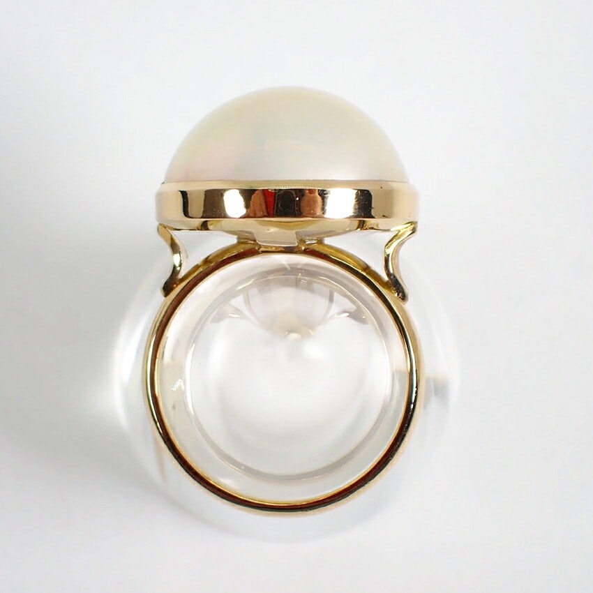 【中古】K18 マベパール 17mm リング 14号[g330-56］