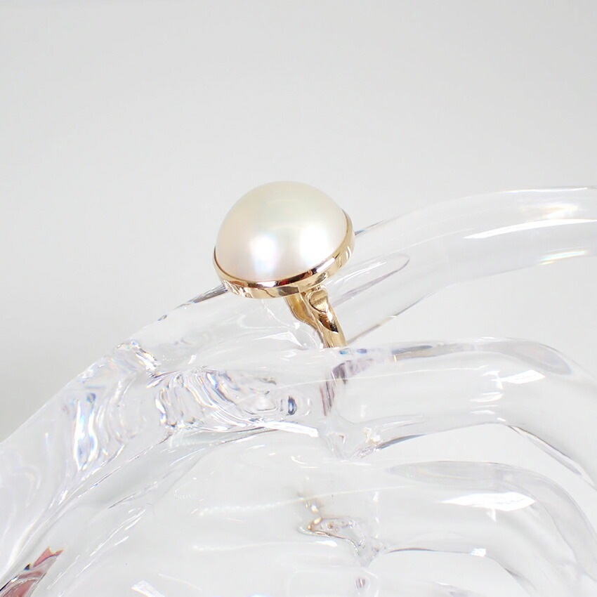 【中古】K18 マベパール 17mm リング 14号[g330-56］