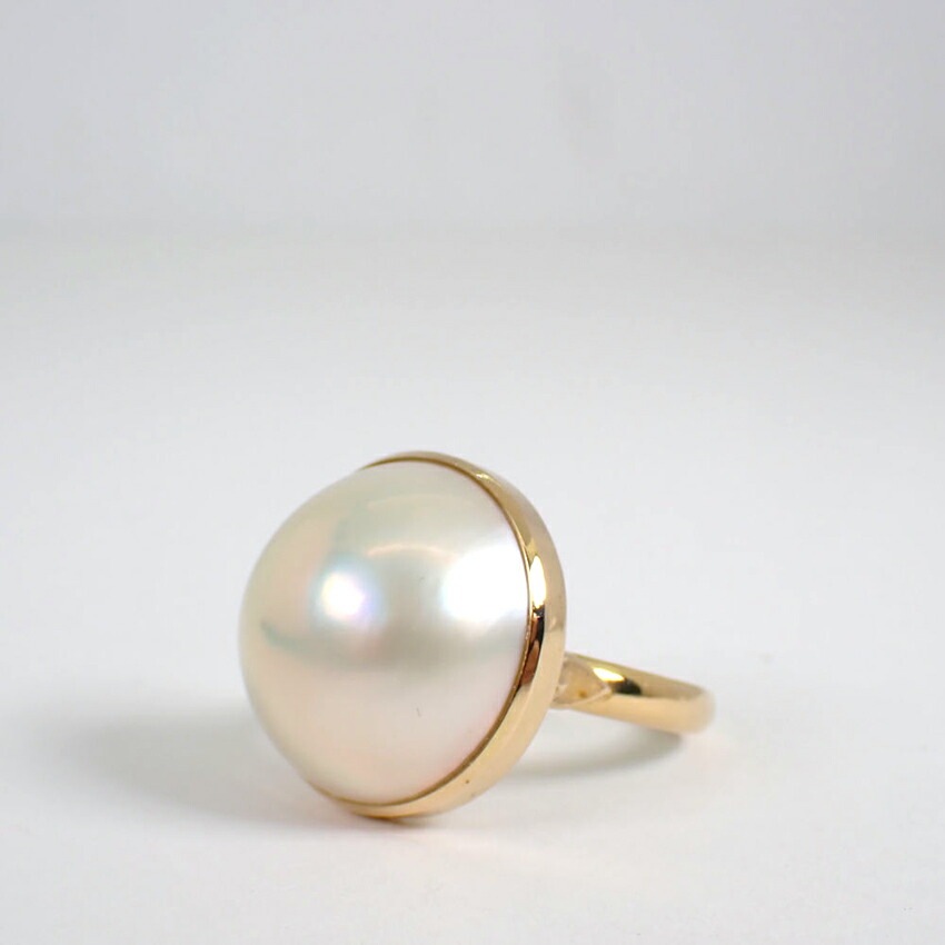 【中古】K18 マベパール 17mm リング 14号[g330-56］