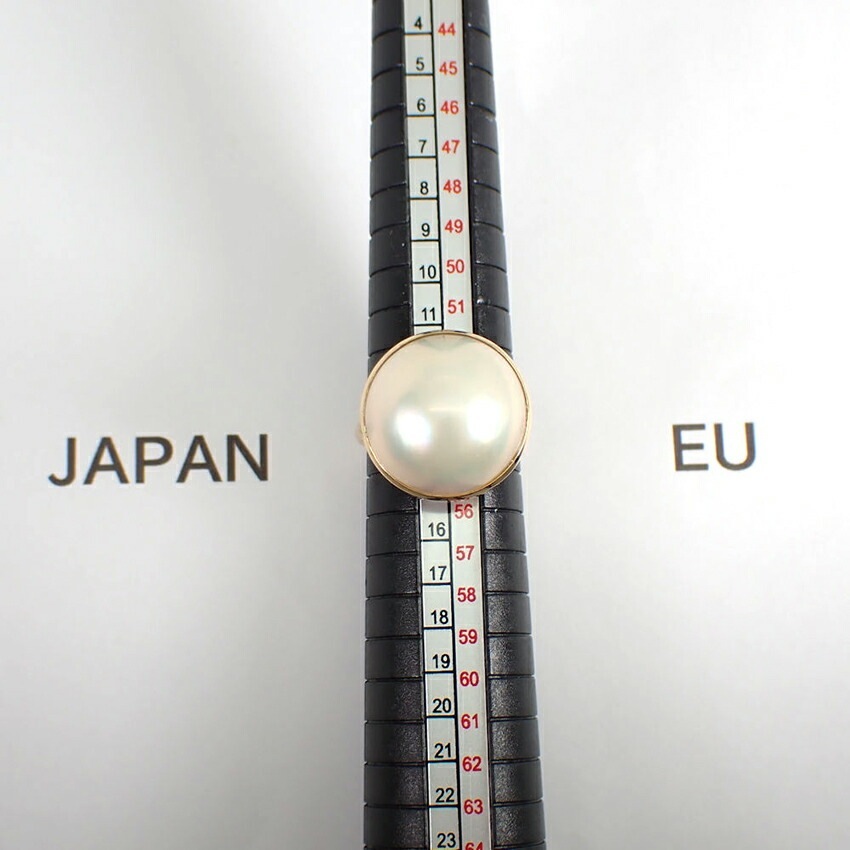 【中古】K18 マベパール 17mm リング 14号[g330-56］