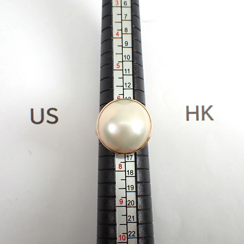 【中古】K18 マベパール 17mm リング 14号[g330-56］