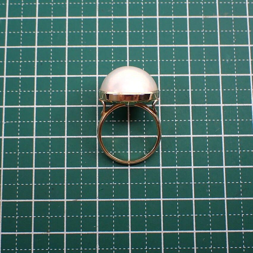 【中古】K18 マベパール 17mm リング 14号[g330-56］